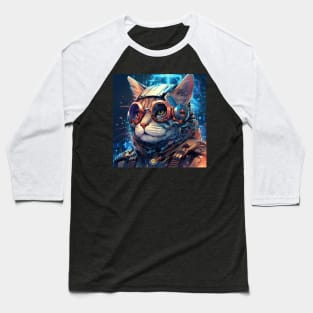 Futuristic Cyber Cat Baseball T-Shirt